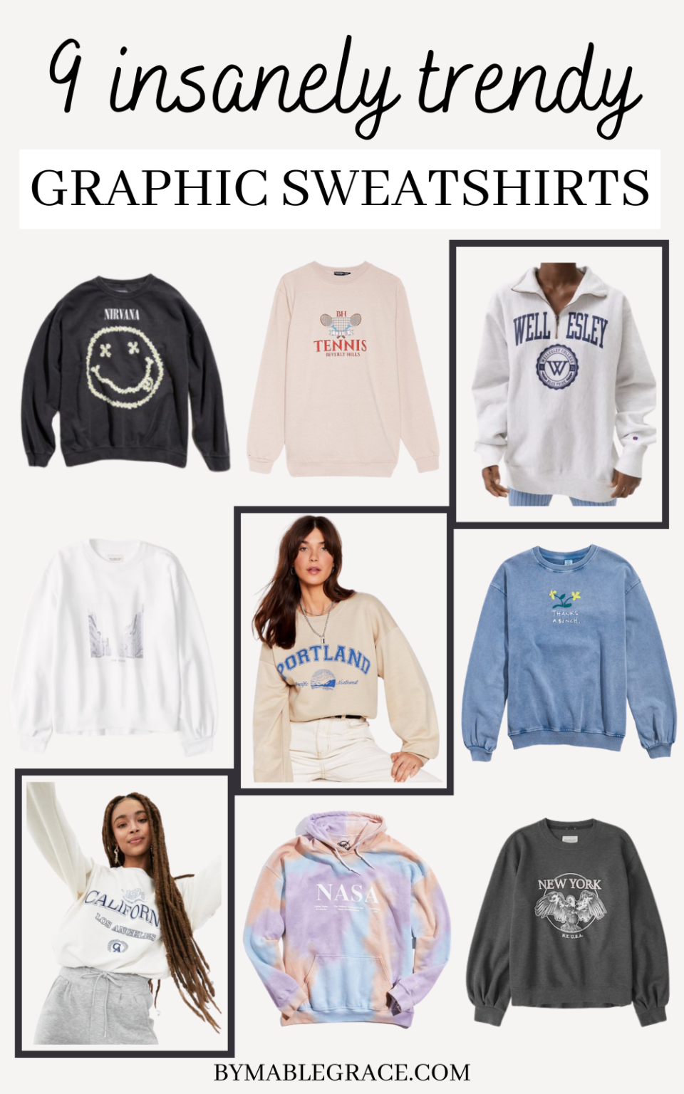 9 Insanely Trendy Graphic Sweatshirts - by mable grace